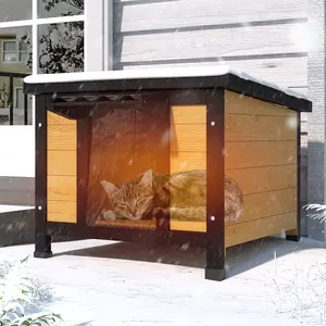 TIMHAKA Outdoor Cat House, Insulated Indoor Feral Cat Shelter Waterproof with Raised Floor, Large Outside Feral Cats Enclosure For Multiple Felines, Insulation Cats Condos, 21.3" L x 19.9" W x 18.9" H