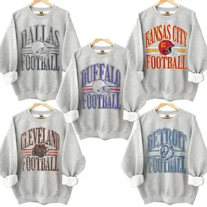 Vintage All Team Football ASH GREY Crewneck Sweatshirt, Hometown Football Game Day Pullover, Vintage Football Throwback Graphic, Gift For Fans - MB
