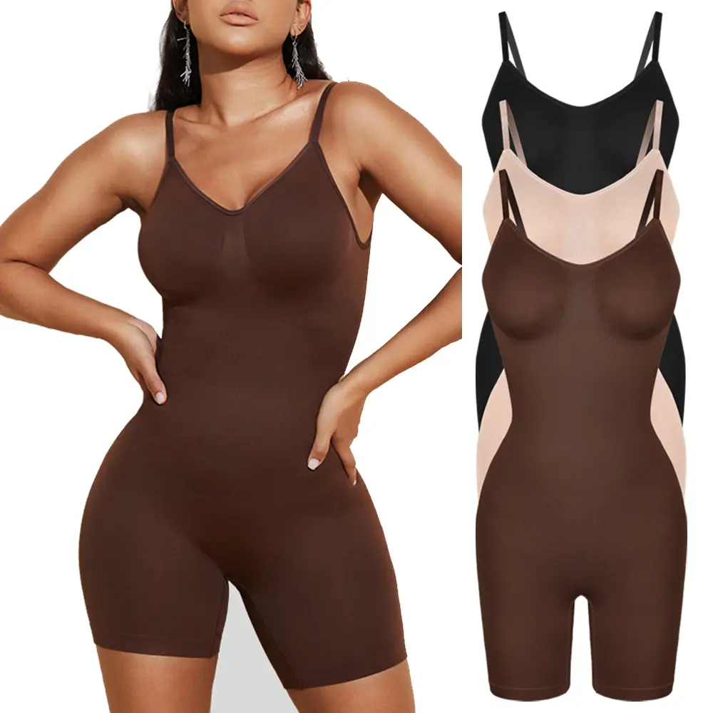 Women's Soft Plus Size Casual Shapewear Bodysuit - V-Neck, Tummy Control Full Body Shaper with Adjustable Straps, Breathable Mesh, Ultra-Stretch Fabric for Women's Clothes (Valentine's Day Essential), Shapewear For Women, Bodysuit Shapewear