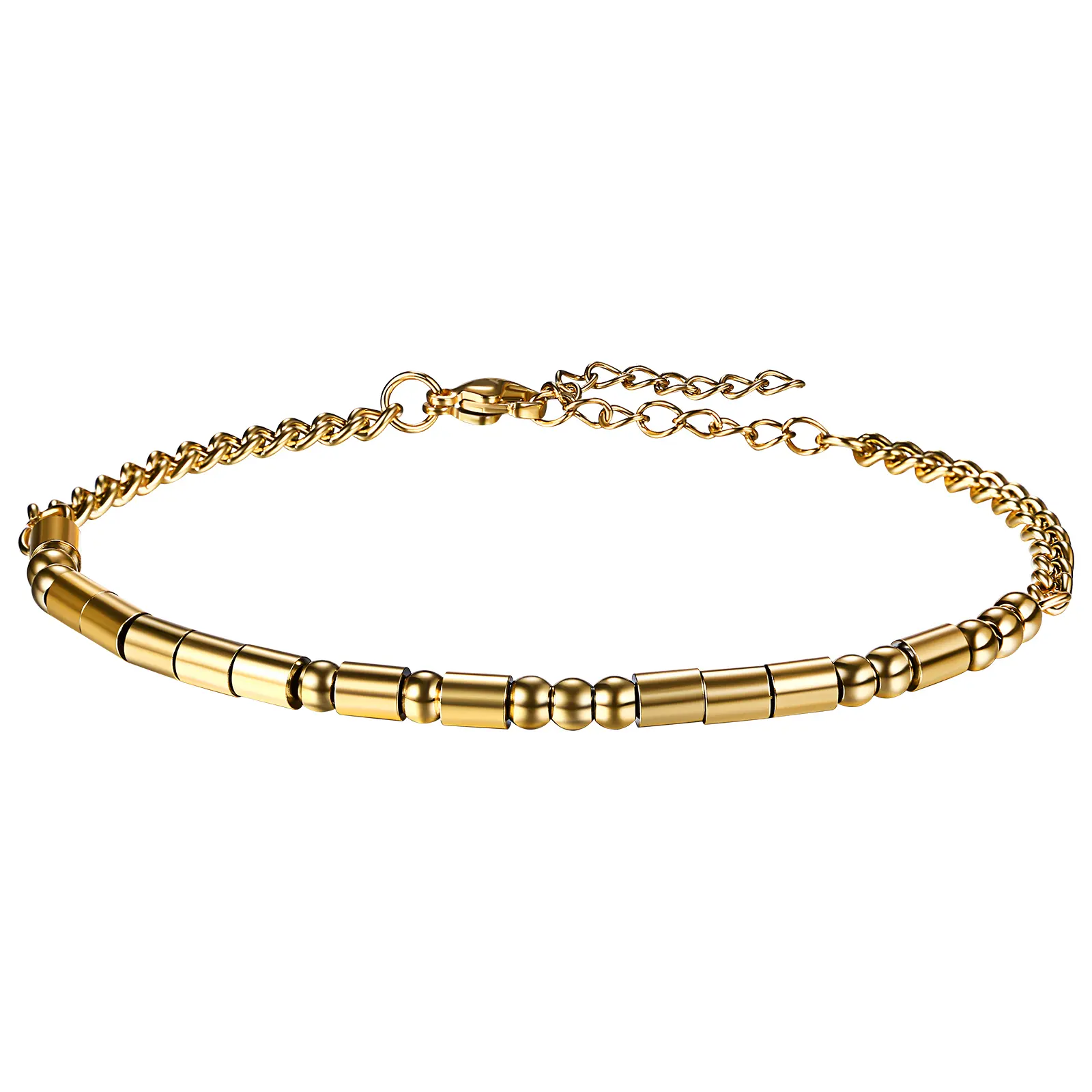 OIDEA Morse Code Bracelet - Unisex Gold-Plated Stainless Steel Adjustable Bead Jewelry with "I Love You" Secret Message, Universal Fit Romantic Couple Gift,summerwins