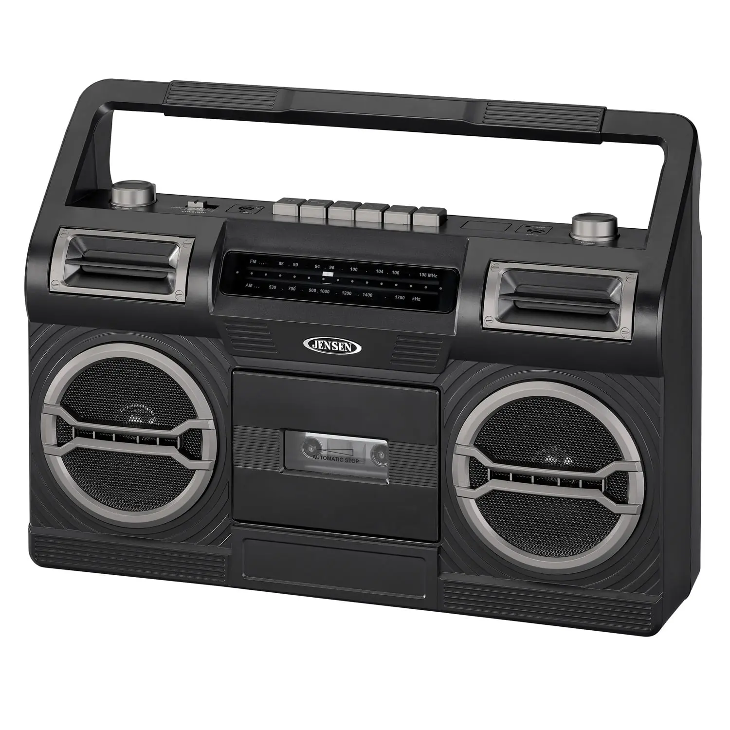 Jensen Cassette Tape Boombox: Black, MCR-500 Jensen Cassette Tape Boombox: Black, MCR-500