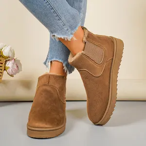 Women's Faux Suede Ankle Boots Fleece-Lined Warm Winter Boots Indoor Outdoor Shoes for Daily Casual Wear Platform Classic