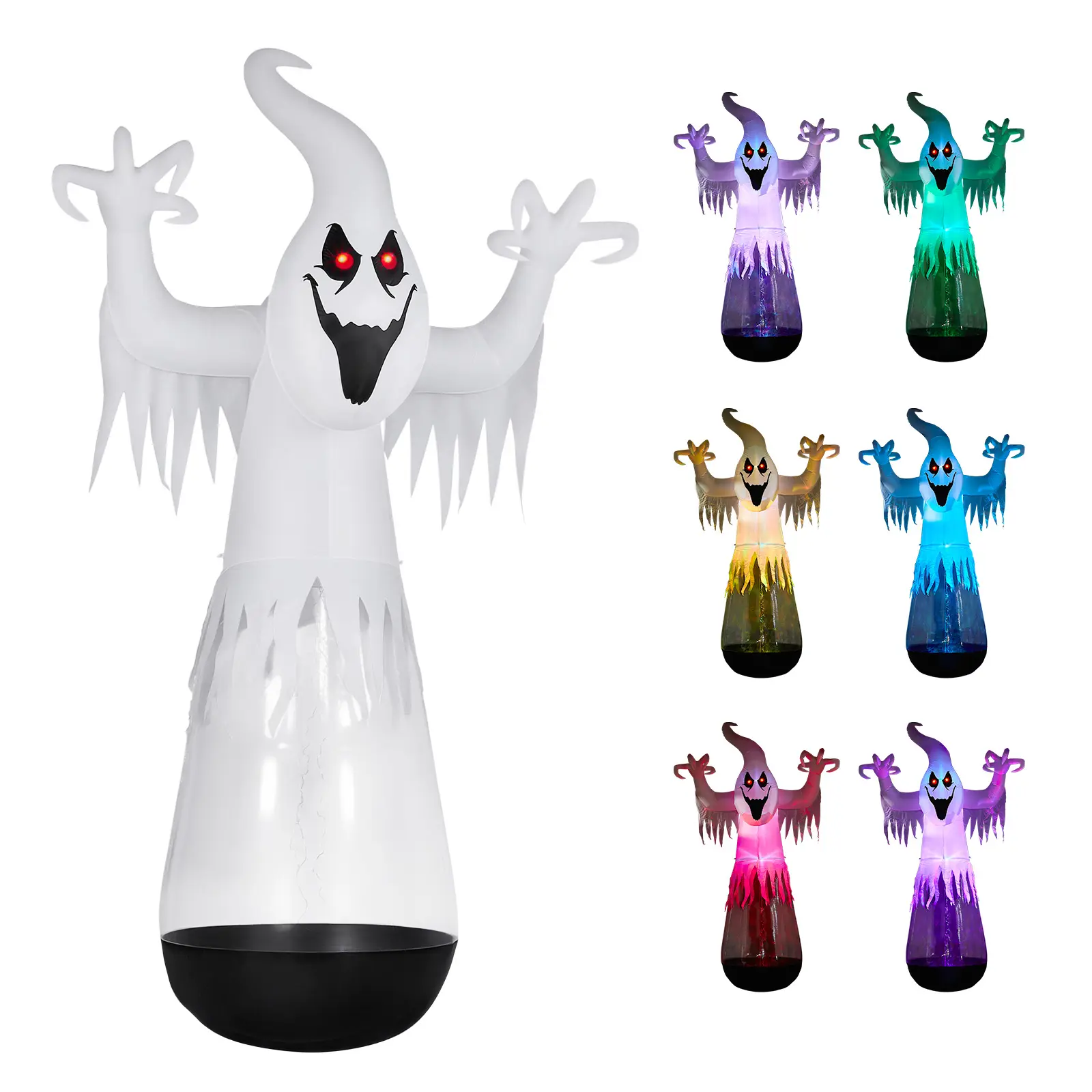 VINGLI Halloween Inflatable 12FT Clear Ghost with LED Lights, Spooky Blow Up Outdoor Yard Decoration, Party Lighting Decoration, Led Lighted