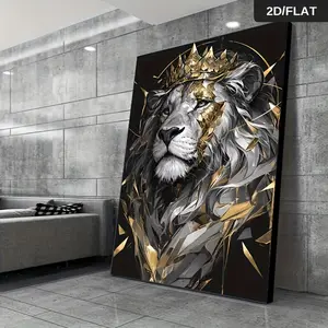 1PC Canvas Wrap Framed Modern Abstract Lion Art - Bold Wall Decor for Living Room & Bedroom
