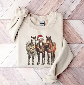 Horse Christmas Sweatshirt, Western Christmas Horse Shirt, Womens Christmas Sweater, Funny Christmas Shirt, Horse Lover Gift, Holiday Sweater