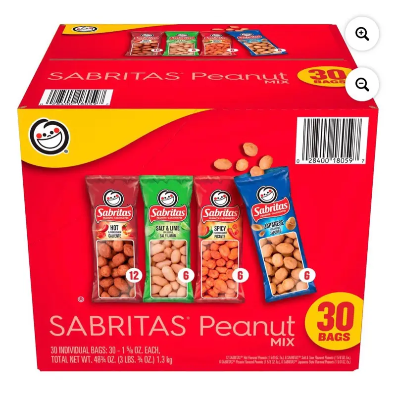 Sabritas Variety Pack Peanuts - 30-Count Snack Pack for On-the-Go Enjoyment