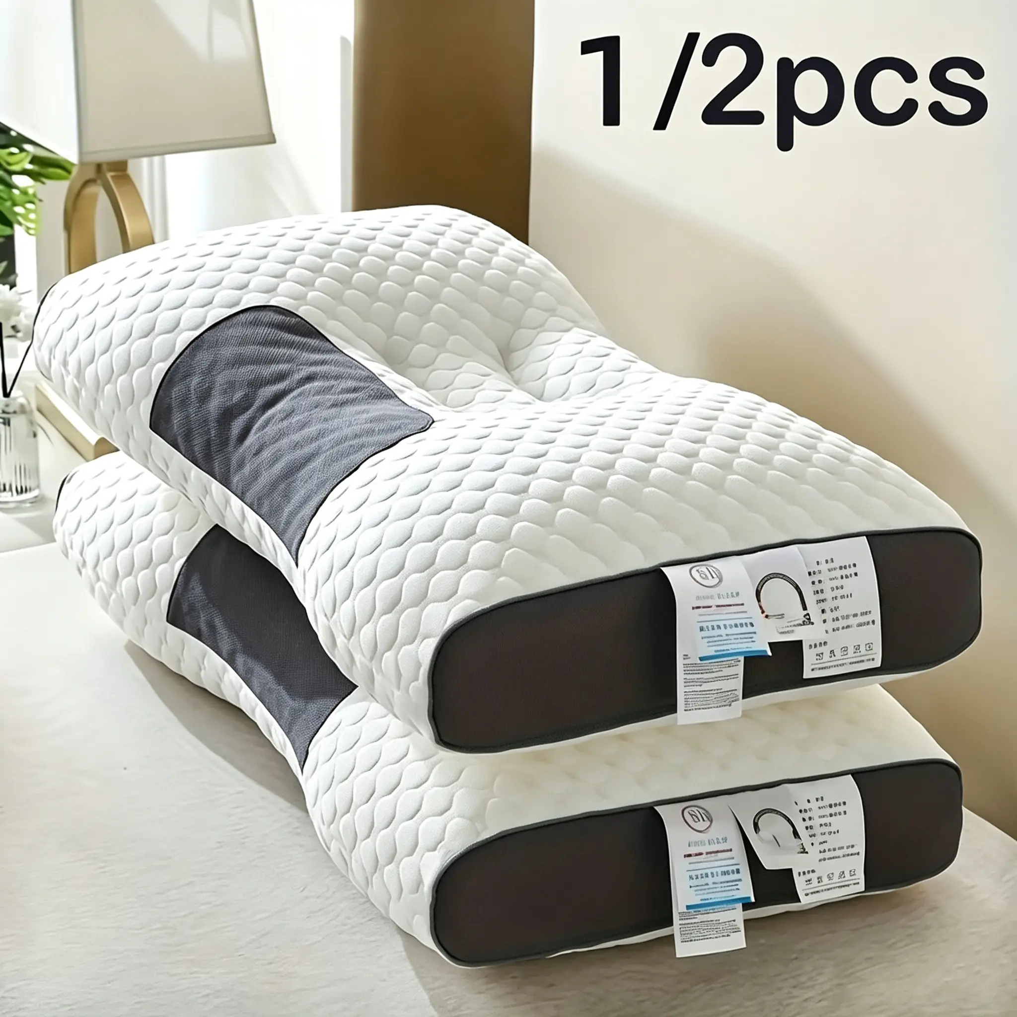 1/2 piece of quilted design neck pillow - Soft, sleep-supporting, hypoallergenic polyester fiber cover, detachable and washable, modern neck pillow | Soft weaving, neck and shoulder pillow