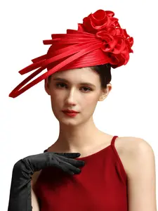 1PC Satin Ribbon Church  Hats for Women with Diamond,Ruffled Bow Design,Fascinators hat for Wedding Sun Protection Waterproof Derby Hat,Halloween, Christmas, Carnival hats