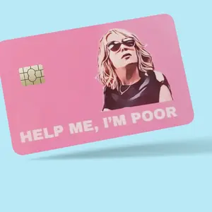 Funny Pink Credit Card Sticker – Holographic Finish | Chip-Size Only