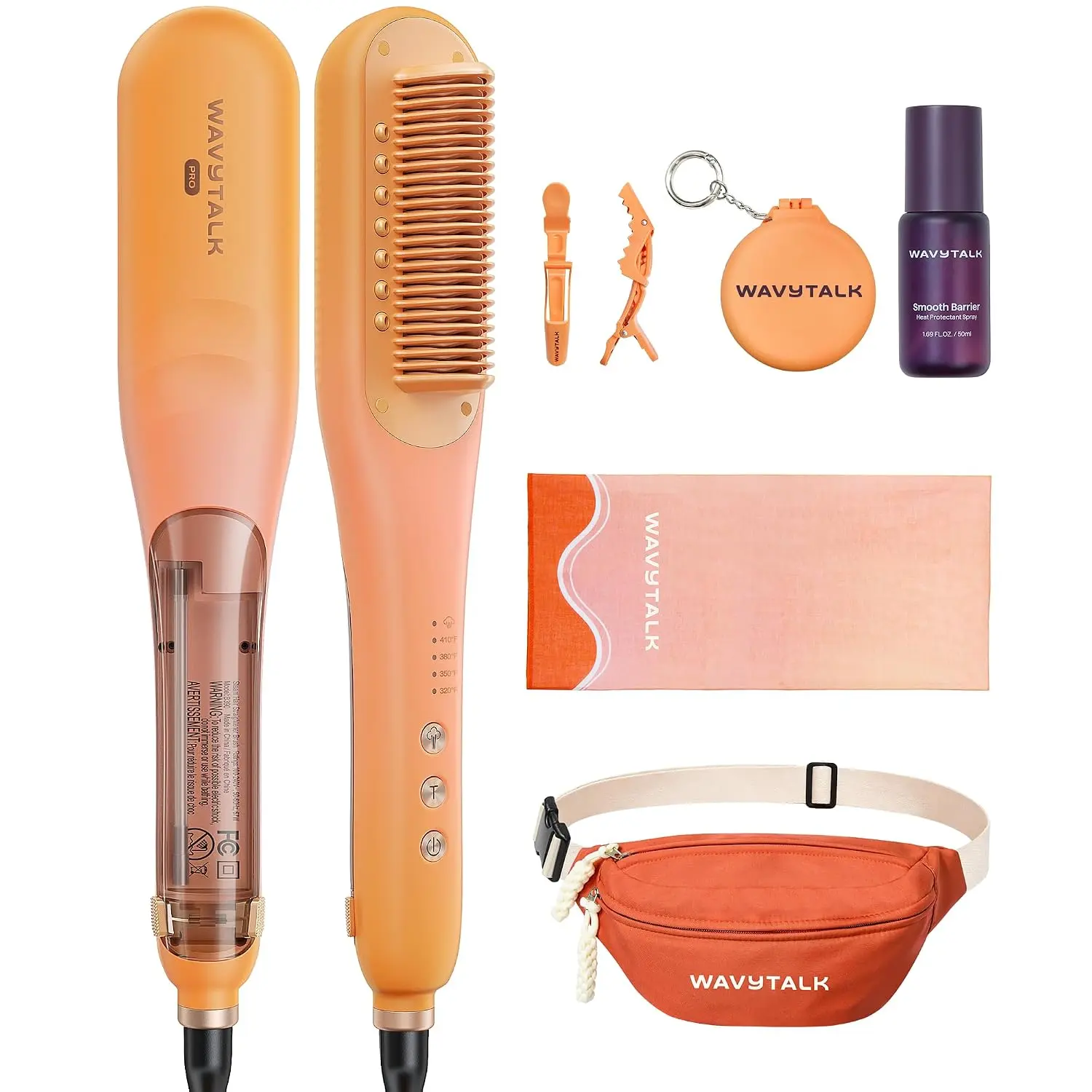 Wavytalk Spotlight Sleek Steamline Pro Steam Hair Straightener Brush | Festival Bundle 3 in 1 for Coily Hair, Steam Reduces Damage, Nourishes Hair, and Expedites Straightening
