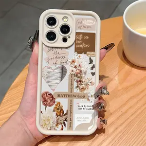 Cross Slogan Patchwork Pattern Case for 17 Pro Max 16 16e 15 14 Plus 13 12 11 Air XR X XS Shockproof Non Slip Military-Grade Protection Silicone Cover