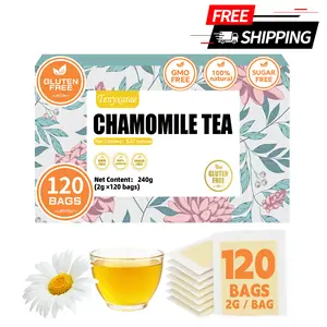 120-Count Organic Chamomile Tea Bags (2g Each) | 100% Natural Chamomile Flowers | Caffeine-Free, Sugar-Free, Gluten-Free Vegan Tea | Supports Digestion & Better Sleep | Individually Wrapped Eco-Friendly Bags