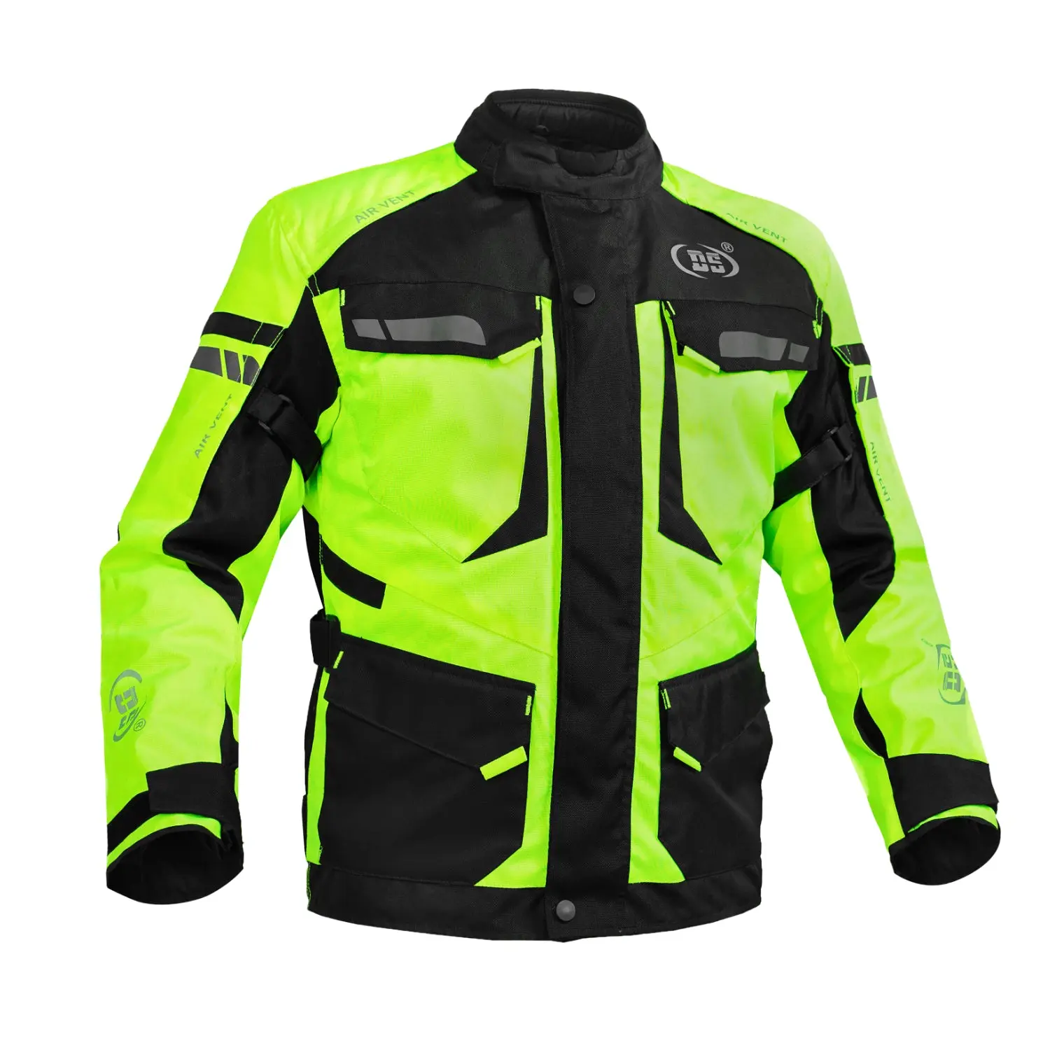 DANIEL SMART FlashPoint Men's All-Seasons Textile Motorcycle Jacket - 600D Polyester, Hi-Viz Panels, Reflective Tape, Mesh, Water-Resistant, Adjustable Cuffs, Multiple Pockets, Built-In Armor Pockets, Armored Shoulders/Elbows, High-Density Foam Back