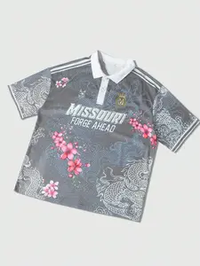 Men's College Style Polo Shirt, Street Floral Graphic Print, Casual Daily Wear, Spring Summer Fashion, Comfortable and Stylish Design