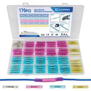 170 Piece Heat Shrink Terminal Connector Kit, Insulated Waterproof Wire Crimp Terminals, Suitable for Boats Cars Awg22-10 (0.5-6mm²), Heat Shrink Connectors