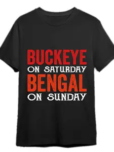 Summer t Shirts Ohio State on Saturday, Bengals on Sunday - Ohio State on Saturday, Bengals on Sunday - T-shirt Fun Men's short sleeve graphic T-shirt