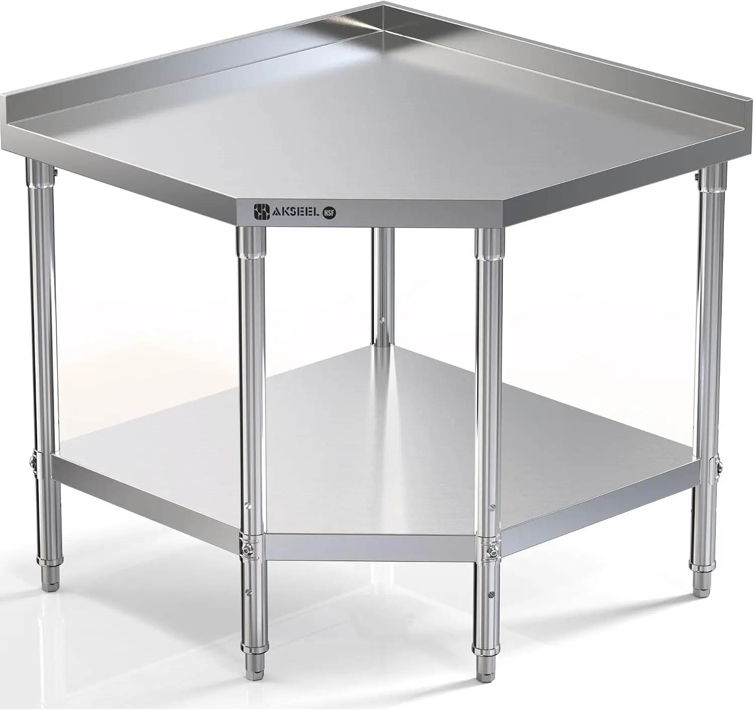 Corner Stainless Steel Work Table - Food Prep Tables for Commercial Kitchen - NSF Metal Heavy Duty Workbench with Backsplash - Cooking Chef Work Bench for Restaurant - 36"x36" Working Station