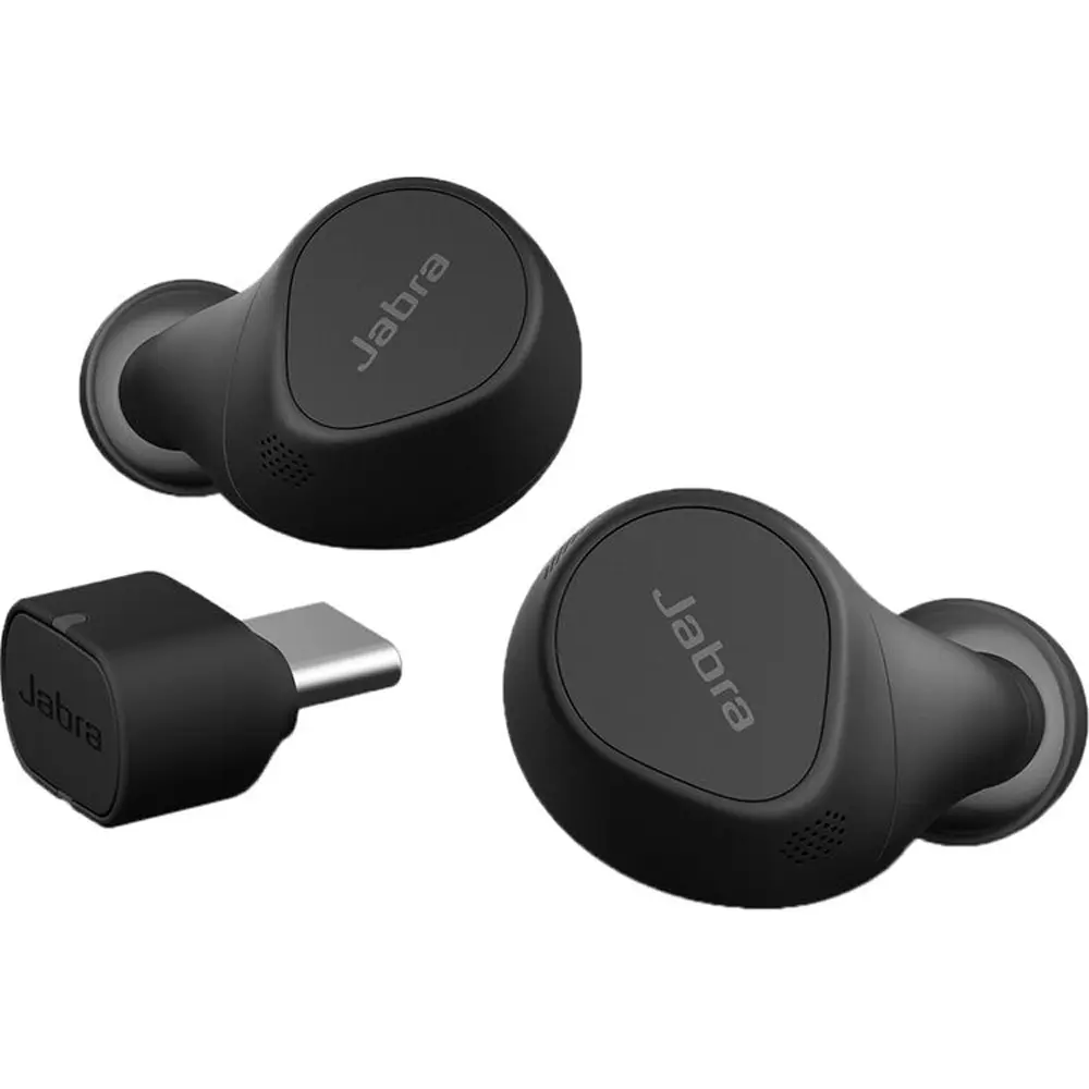 Jabra Evolve2 Buds True-Wireless In-Ear Headphone with USB-C UC Compatibility, USB-C Bluetooth Dongle, Active Noise Cancellation, Hearthrough Function, Rechargeable Design & Wireless Charging Pad