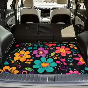 ‌Universal Car Trunk Mat 75x100cm Multicolor Floral All Weather Trunk Protection Cargo Liner Durable Rear Trunk Mat Waterproof Easy Clean Vehicle Interior Accessories Fit Most Car Models SUV Truck Van‌