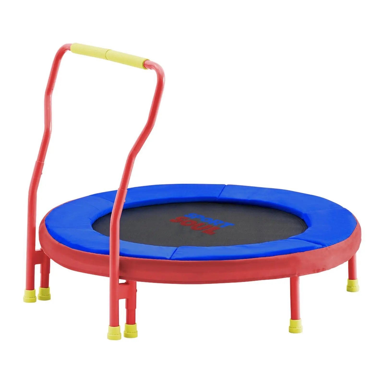 SPORTSOUL Kids' 3ft Mini Trampoline for Ages 3-6, Indoor-Outdoor Toddler Trampoline with Super Safe Foam Handle Bar, No-Gap Cover - BM