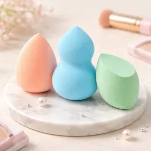 3 random shape high quality Wet and Dry beauty blender ultra soft texture with PVC Box (Random color)