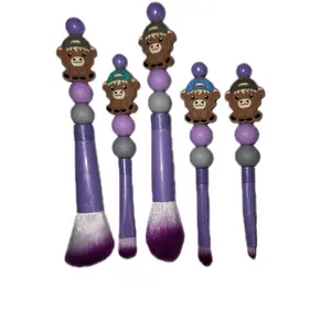 5 Piece Customizable Brush Set with Personalized Beads Colors and Charms Made Live for Unique Gifts