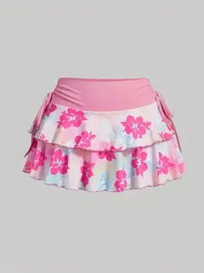 Women's Floral Print Skirt, Casual Fashion Short Skirt for Daily Holiday Vacation Wear, Ladies Bottoms for Summer, Casual Sporty Skirt, Stretch Skirt