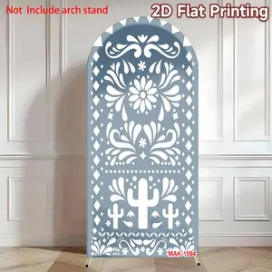 Blue Mexican Cactus Cielito Lindo Arch Backdrop Cover for Fiesta Bridal Shower Birthday Party Decoration Supplies Elastic 2-Sided Fabric Background