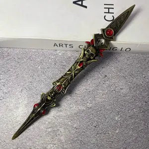 8.6inch 22cm Metal Katana Spear Figurine Model Black Sword Steel Sabre Iron Blade Medieval Ninja Knife Anime Cosplay Accessories Prop Original Samurai Sabre Damascus Sword Real Size Japanese Katana Figure Model Gift