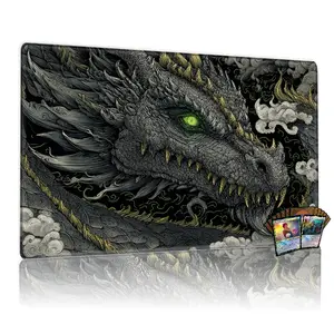 Epic Dragon Head Green Eye 12x24 inch Gaming Playmat TCG MTG Compatible Battle Mat Non Slip Desk Mat Gaming Mouse Pads Perfect for Parties Family Gaming and Unique Gifts