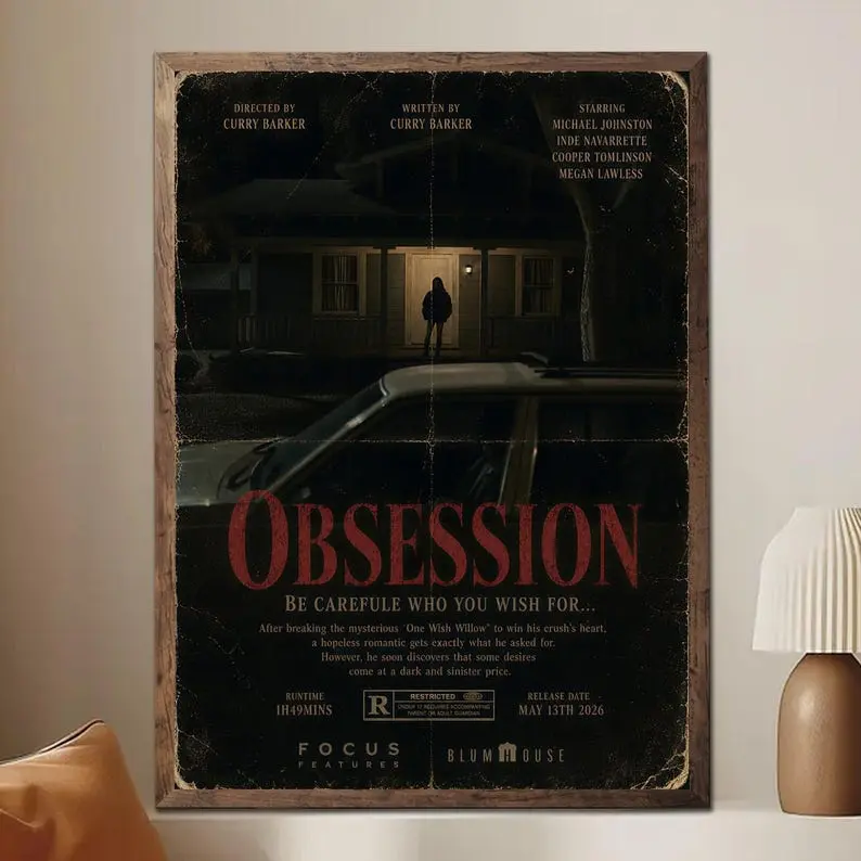 Obsession Horror Movie Poster, Vintage Thriller Wall Art, Dark Aesthetic Film Print, Retro Halloween Room Decor Gift (Unframed)