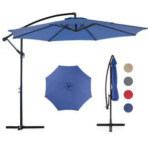 【Deal】9.8ft Offset Patio Cantilever Umbrella Outdoor Sunshade with Easy Tilt Adjustment, 8 Ribs, UV Protection for Backyard, Lawn and Pool
