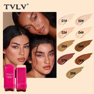 9 Colors Eraser Concealer Foundation Stick with Brush, Buildable Matte Coverage Waterproof Long-Lasting Makeup, Non-Shedding Foundation Cream, 1pc