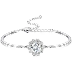 18K White Gold Plated Infinity Love Knot Bracelet with Sparkling Crystals | Adjustable Flower Bangle | Elegant Jewelry for Women for Daily Wear & Special Occasions