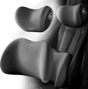 Car Neck Pillow Protective Lumbar Back Support Breathable Memory Foam Car Headrest Cushion Relieve Stress Car Seat Pillow(pink orGray-Headrest).summervibes