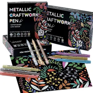 12/24/36 Color Metal Paint Markers, Acrylic Paint Pens for Rock Painting, Ceramic, Wood, Canvas, Plastic, Glass, Stone, Calligraphy, DIY Crafts, Art Drawing Supplies