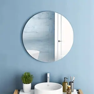 Round Wall Mounted Mirror Sticker, Self Adhesive Wall Mirror, Acrylic Mirror Sticker, Decorative Mirror for Bathroom, Bedroom, Dressing Table, Wall Decor, Home, Interior
