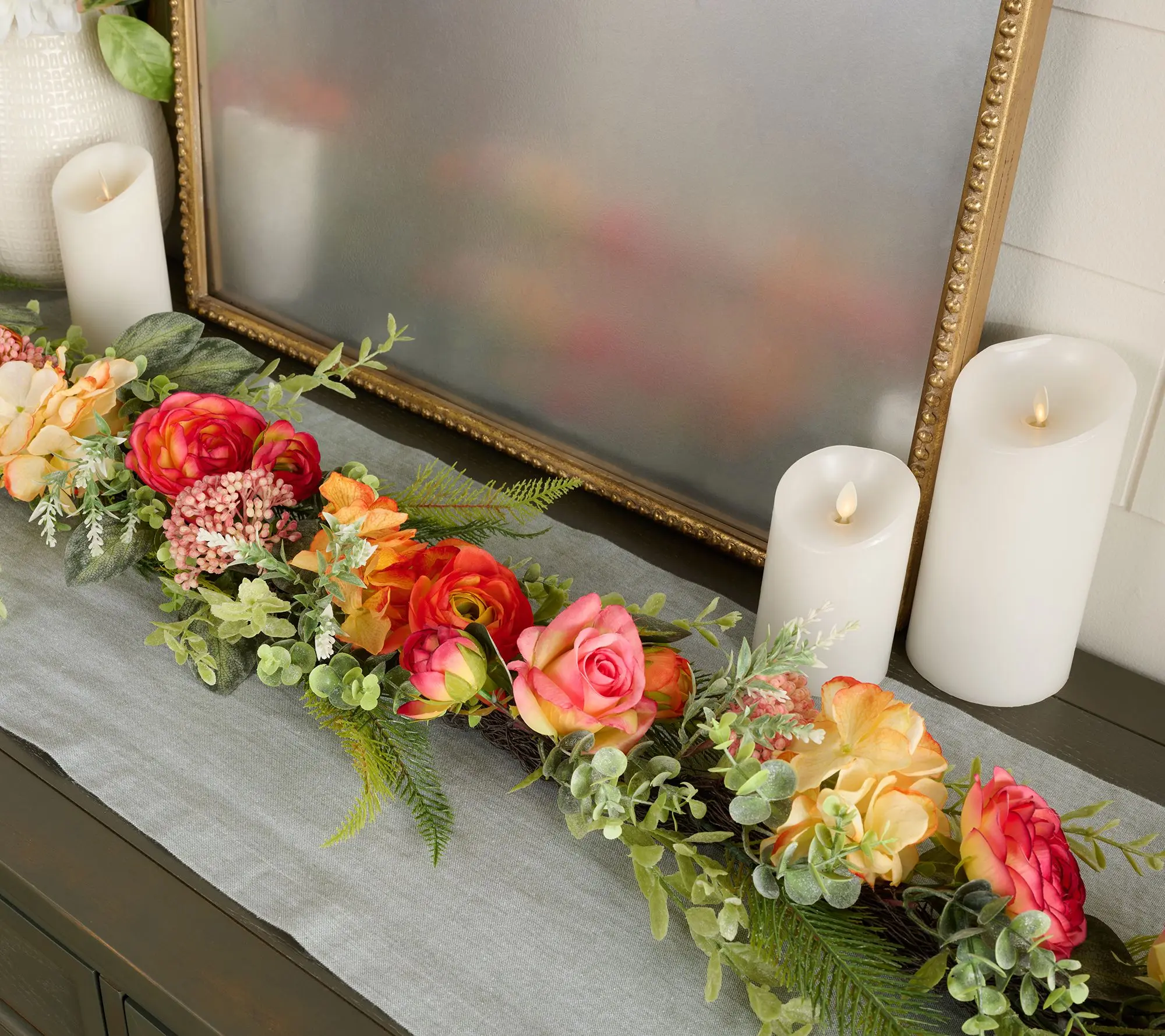 5' Rose, Ranunculus & Hydrangea Garland by Valerie 5' Rose, Ranunculus & Hydrangea Garland by Valerie