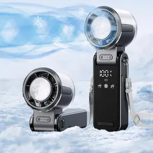 3 in 1 Portable Handheld Fan with Ice Cooler, USB Rechargeable, Battery Powered Small Foldable Pocket for Travel, Summer, Grey/Purple/White