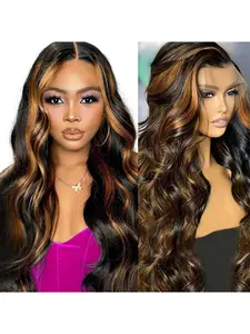 1B/30 Highlight Ombre Balayage 13x6 Lace Front Wigs Human Hair Black and Blonde 1B/30 HD Transparent Lace Front Wig Human Hair Pre Plucked with Baby Hair for Black Women 180% Density