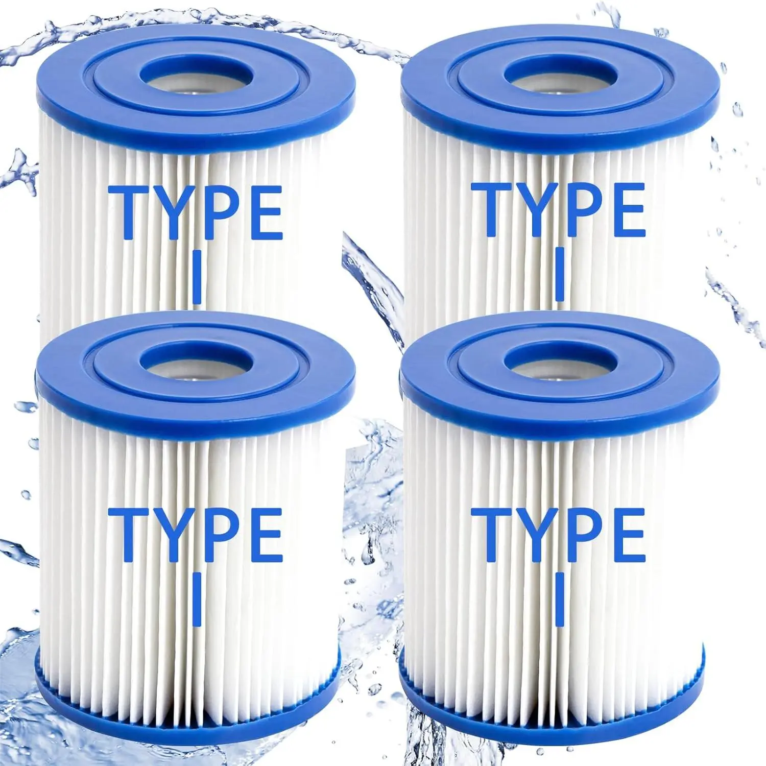 Pool Filter Cartridges Pool Filters, Cartridge for Above Ground Pool Filter, Cartridge Accessory for Use in 300 Gallon Easy Set Pool Filter Pump (4 Pack, Type I)