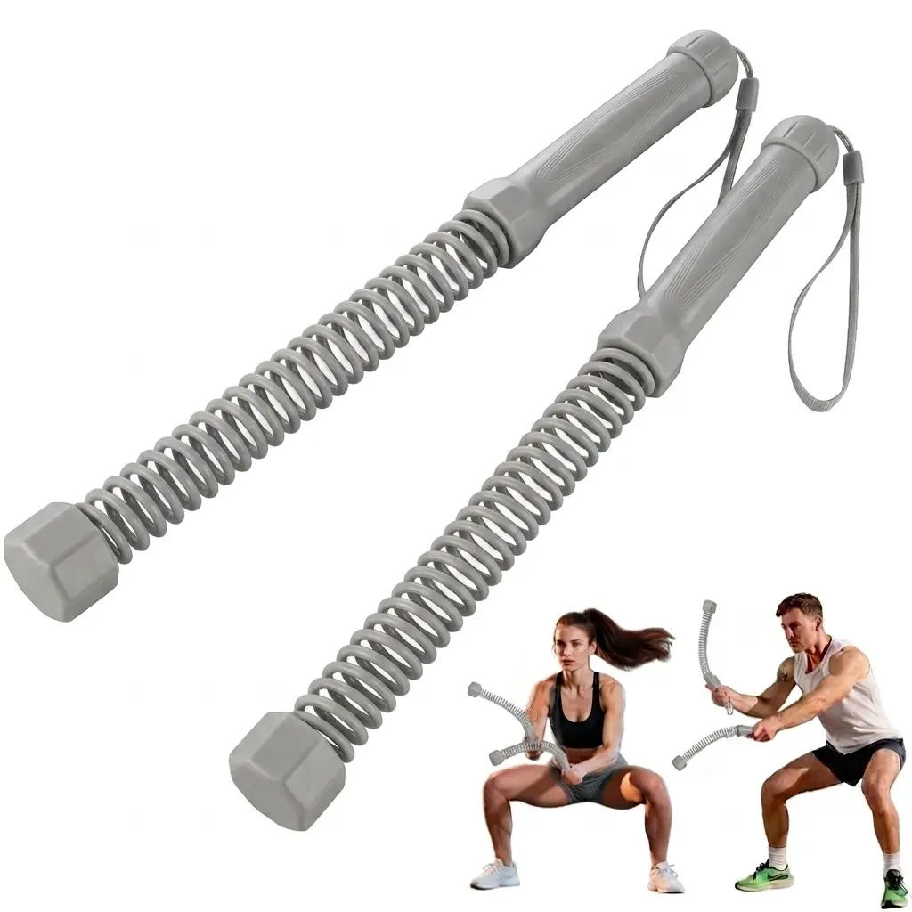 1.6 LBS New Upgrade Unisex Cordless Quiet Weighted Battle Ropes - Reinforced High-Toughness Spring Cores, Textured Non-Slip Rubber Handles, Wrist Lanyards, Compact Rebound Force Ropeless Exercise Equipment for Fitness Beginners’ Home Gym Workouts, Home Wo