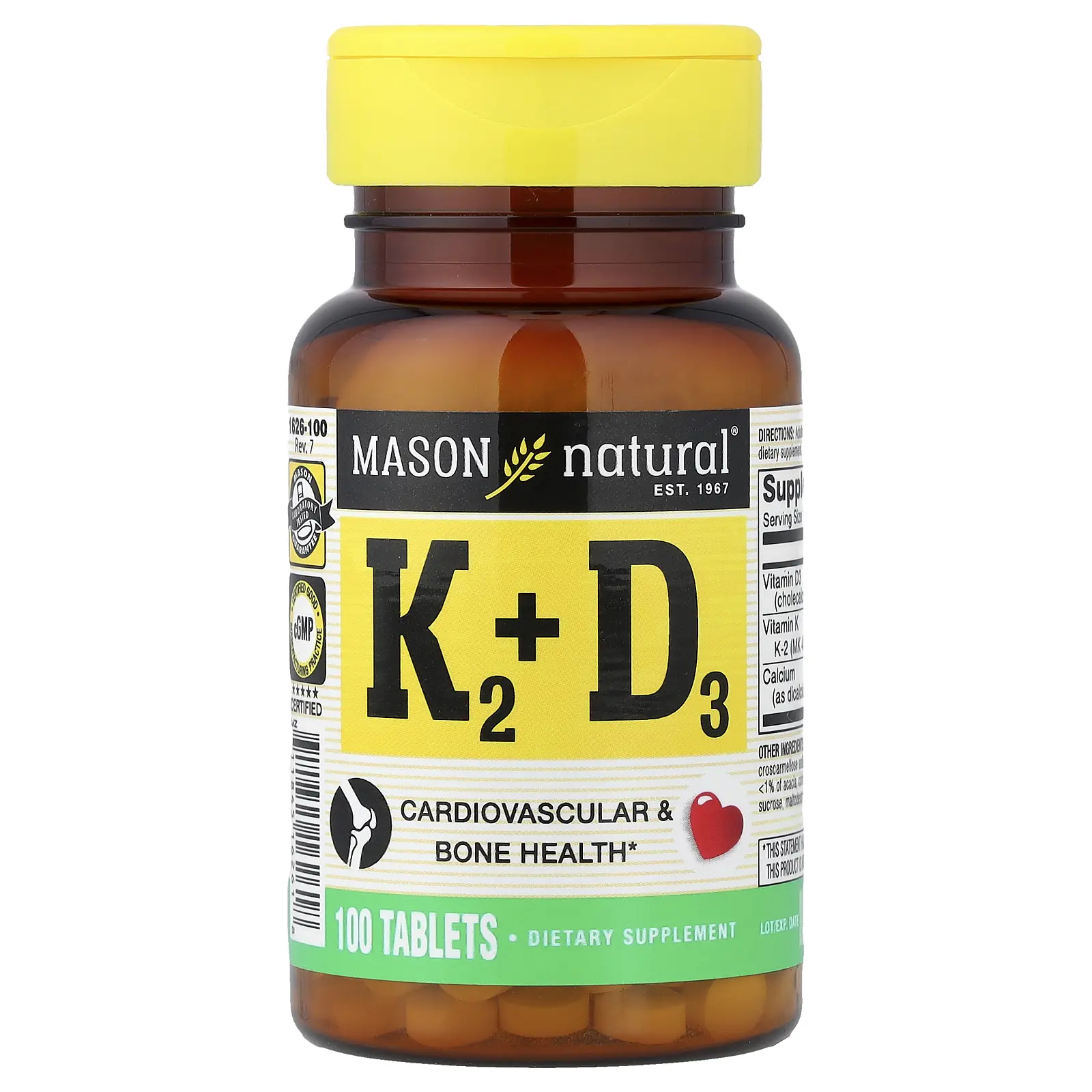 Mason Natural Vitamin K2 + D3, 100 Tablets