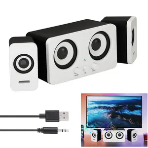 3-Channel Computer Speakers Wired Laptop Stereo Speakers with LED Light USB Powered 3.5mm AUX Multimedia Audio System