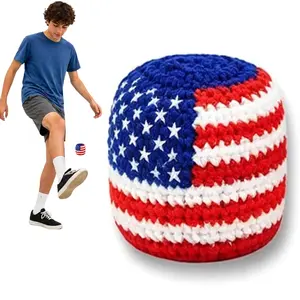 1/6PCS Patriotic USA Flag Hacky Sack, 2" Footbag for 4th of July BBQ, Block Party & America250 Celebration Games