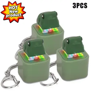 3 PCS Croaking Frog Keychain Noise Maker Frog Fidget Toy Rechargeable Adults Fidget Keyboard Clicker with Colorful Lights Fun Portable Anxiety Relief Sensory Toy