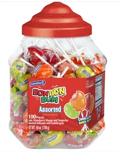 COLOMBINA BON BON BUM POPS ASSORTED JAR 6/100CT UPC 17702011120998