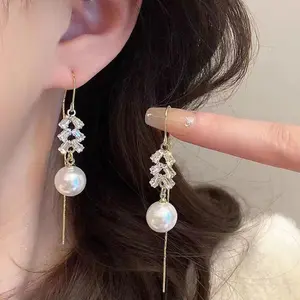 Fashionable and simple elegant earrings DDES0600 tassel S925 silver needle earrings 14K gold-plated