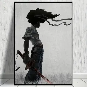 African Samurai Anime Poster, Room Aesthetics Poster, Decoration Painting, Canvas Wall Art, Frameless Hanging Ornaments Artistic Print Photo wall decor Glossy