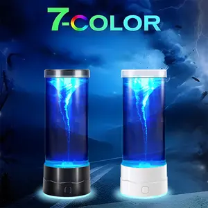 Single Pack LED Tornado Light 7-Color Changing Ambient Lamp Creative Silent Night Light Colorful Soft Glow for Computer Desk Gaming Room & Car Black & White